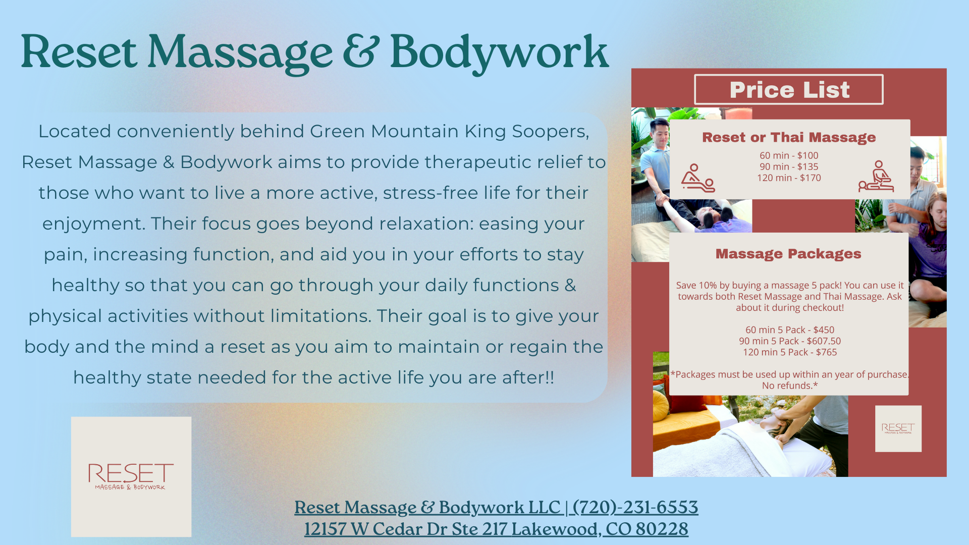 yoga studio massage colorado